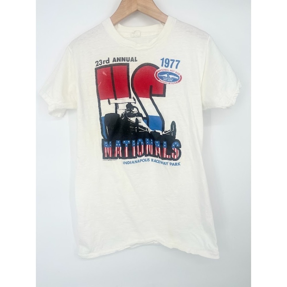 Vtg 1977 US Nationals Indianapolis Raceway Park National Hot Rod Assoc Men M Tee